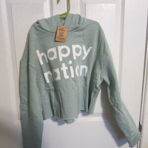 NWT/Victoria Secret's Happy Nation Hoody Half Shirt ~ XL ~ 14-16 Girls
